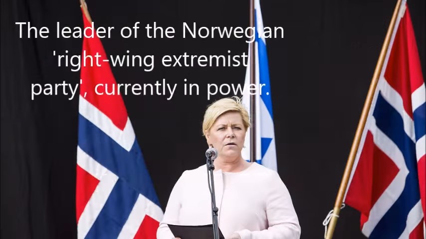 The leader of the Norwegian 'right-wing extremist party, currently in power.